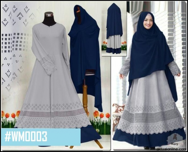 Baju Gamis Navy Cocok Dengan Jilbab Warna Apa - Voal Motif