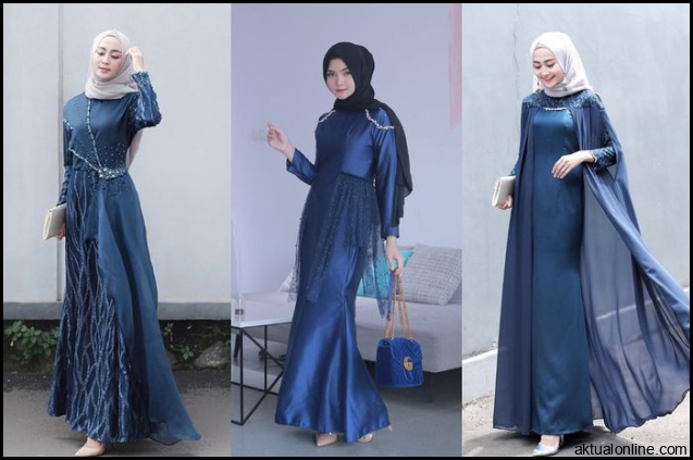 Inspirasi 7 Dress HIjab Biru Elegan & Santun Untuk Kondangan Menawan ...