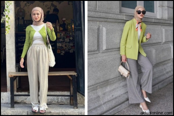 Inspirasi Outfit Hijab Warna Lime, Bikin Lebih Fresh